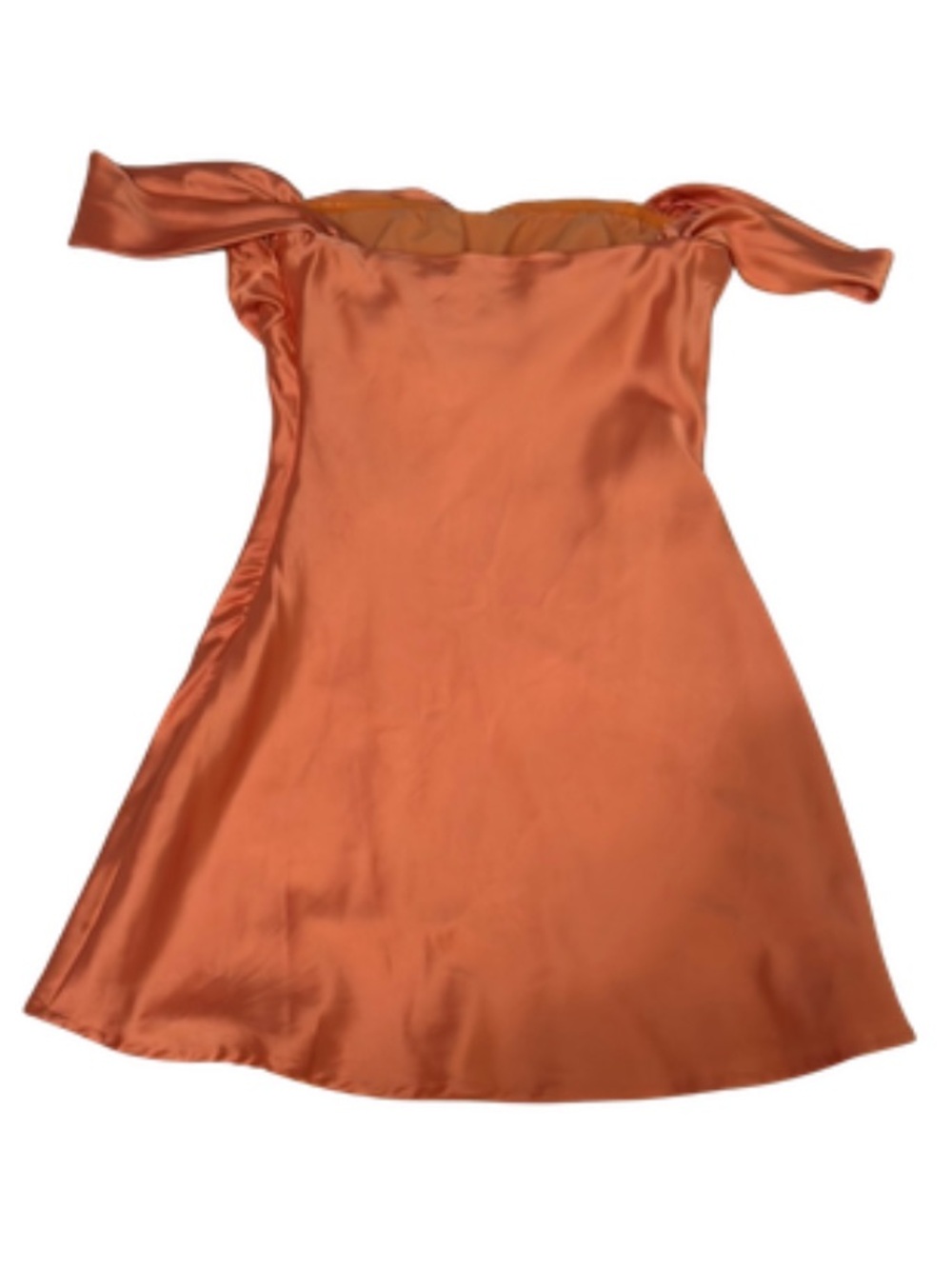 Princess Polly Zabbarra Off the Shoulder Satin Minidress Size 12 Orange - Picture 7 of 10